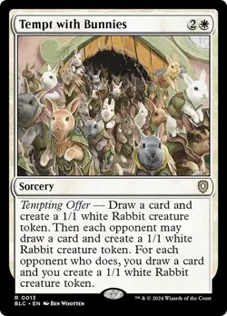 TEMPT WITH BUNNIES x1 mtg NM-M Commander Bloomburrow 1 Rare - Image 1