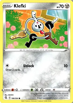 Klefki 186/264 Common SV Fusion Strike LP Pokemon Card - Image 1