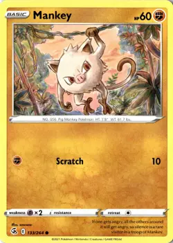 Mankey 133/264 Common SV Fusion Strike LP Pokemon Card - Image 1