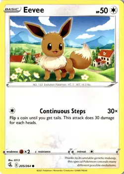 Eevee 205/264 Common SV Fusion Strike LP Pokemon Card - Image 1