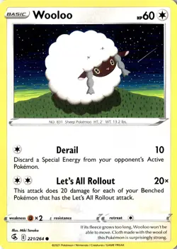 Wooloo 221/264 Common SV Fusion Strike LP Pokemon Card - Image 1
