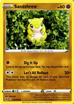 Sandshrew 131/264 Common SV Fusion Strike LP Pokemon Card - Image 1