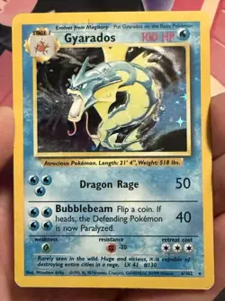 Gyarados Base Set Holo Rare 6/102 DAMAGED Card Vintage WOTC Pokemon - Image 1