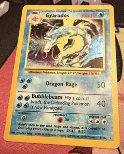 Gyarados Base Set Holo Rare 6/102 DAMAGED Card Vintage WOTC Pokemon - Image 2