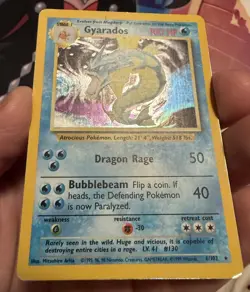 Gyarados Base Set Holo Rare 6/102 DAMAGED Card Vintage WOTC Pokemon - Image 4