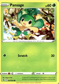 Pansage 007/264 Common SV Fusion Strike LP Pokemon Card - Image 1