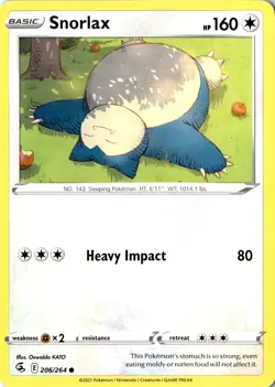 Snorlax 206/264 Common SV Fusion Strike LP Pokemon Card - Image 1