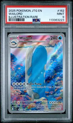 2025 Pokemon Journey Together # 162 Wailord Illustration Rare PSA 9 Card MINT! - Image 1