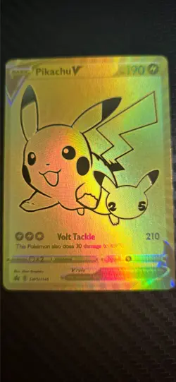 Pokemon Pikachu V SWSH145 SWSH Black Star Promos Gold Pokemon Card . MINT - Image 1