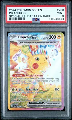 PSA 9 MINT Pikachu ex 238/191 Surging Sparks Pokemon Graded Card New Cert - Image 1