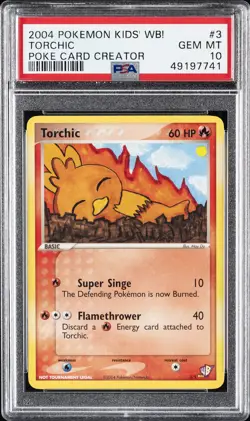 2004 POKEMON KIDS' WB! POKE CARD CREATOR #3 TORCHIC PSA 10 - Image 1