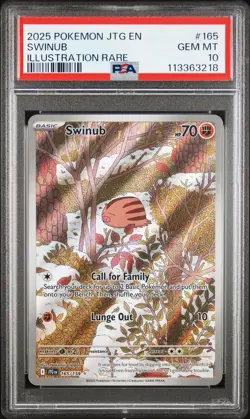 2025 Pokemon Journey Together #165 Swinub Illustration Rare PSA 10 Card GEM MINT - Image 1