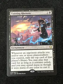 Cunning Rhetoric 038/081 Regular Rare Commander 2021 MTG NM C21 - Image 1