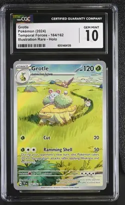 CGC 10 GROTLE 164 TEMPORAL FORCES ILLUSTRATION RARE SCARLET VIOLET POKEMON - Image 1