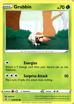 Grubbin 018/264 Common SV Fusion Strike LP Pokemon Card - Image 1