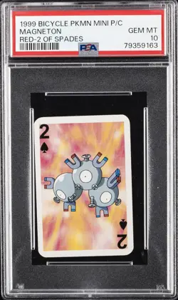 1999 BICYCLE POKEMON MINI PLAYING CARDS RED DECK 2 OF SPADES MAGNETON PSA 10 - Image 1