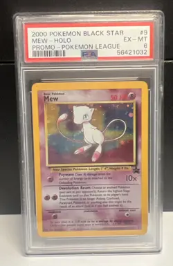 2000 Pokemon Promo Black Star #9 holo Mew Pokemon League PSA 6 - Image 1