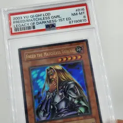 PSA8 NM/MT - Freed The Matchless General Yugioh Legacy of Darkness 1st Edtn - Image 4