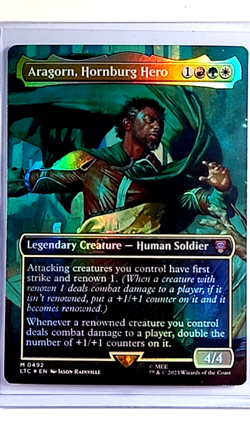 2023 MTG Magic the Gathering LOTR Borderless Foil #492 Aragorn, Hornburg Hero - Image 1