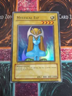 Yu-Gi-Oh! Mystical Elf LOB-E062 Super Rare 1st Edition Lightly Played Euro Print - Image 1