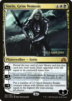 Sorin, Grim Nemesis - Foil Prerelease Promo Shadows over Innistrad MP MTG - Image 1