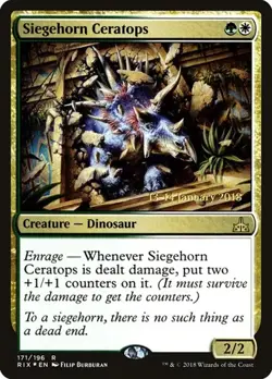 Siegehorn Ceratops - Foil Prerelease Promo Rivals of Ixalan MP MTG - Image 1