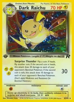 Pokemon Dark Raichu HP Unlimited Normal Team Rocket - Image 1