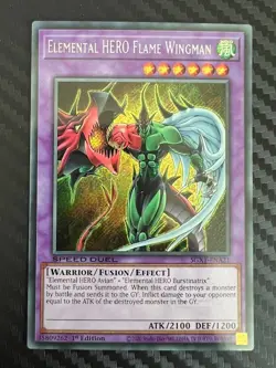 YuGiOh Elemental HERO Flame Wingman SGX1-ENA21 1st Ed Secret Rare NM - Image 1