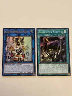 Clockwork Knight SUDA-EN050 + Clockwork Night RA03-EN071 Secret Rare Yugioh Set - Image 1