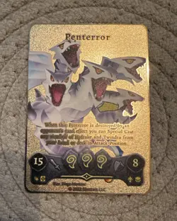 2022 Elestrals TCG - Penterror Promo Gold Metal Card NEAR MINT - Image 3