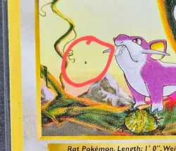 Base Set Shadowless Rattata Blue Ink Dot Error Pokemon Card LP - Image 2