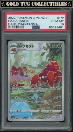 PSA 10 Pokemon Parasect 072 Dark Phantasma Character Rare Full Art Graded Card - Image 1