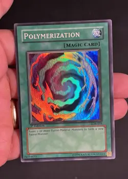 Yugioh Polymerization LOB-059 Super Rare 1st Edition WAVY Print - Image 1