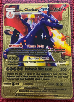 Stage 2 Charizard Gold Foil Card, 250 HP, Thunder Punch GX 300, MINT (1595) - Image 1
