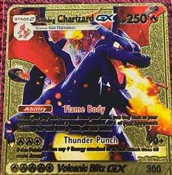 Stage 2 Charizard Gold Foil Card, 250 HP, Thunder Punch GX 300, MINT (1595) - Image 2