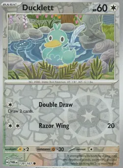 Ducklett 139/167 - Pokemon TCG TWM Twilight Masquerade NM Reverse Holo - Image 1