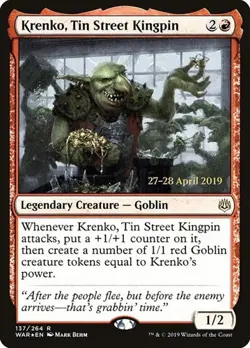 Krenko, Tin Street Kingpin - Foil Prerelease Promo War of the Spark LP MTG - Image 1