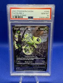 Celebi V PSA 10 Full Art 2021 Pokemon Sword and Shield Fusion Strike #245 - Image 1