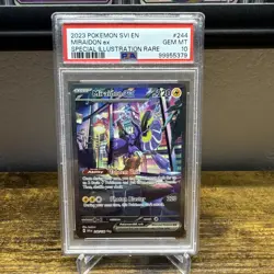 2023 POKEMON SCARLET & VIOLET SPECIAL ILLUSTRATION RARE #244 MIRAIDON EX PSA 10 - Image 1