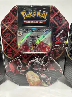 Pokemon Paldean Fates Tins Shiny Charizard, Tusk, Treads Set of 3 Sealed - Image 2