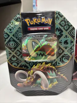 Pokemon Paldean Fates Tins Shiny Charizard, Tusk, Treads Set of 3 Sealed - Image 3