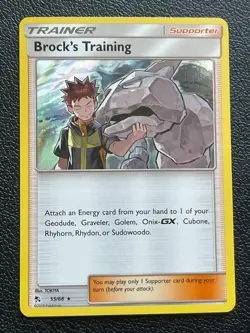 POKEMON BROCK'S TRAINING #55/68 RARE HOLOFOIL HIDDEN FATES NM CARD - Image 1