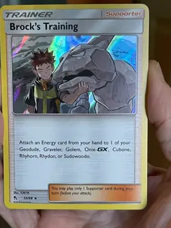 POKEMON BROCK'S TRAINING #55/68 RARE HOLOFOIL HIDDEN FATES NM CARD - Image 2