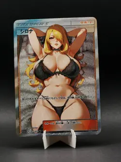 Pokemon Waifu Card Cynthia Shirona Anime Fan Karte Holo Custom Sammlerkarte - Image 1