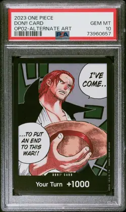 One Piece Trading Card Game Paramount War [OP-02] Alt Art Shanks Don!! PSA 10 - Image 1