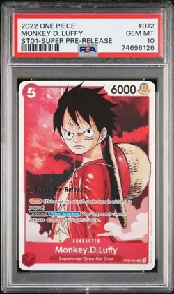 PSA 10 Monkey D Luffy ST01-012 One Piece Card Game English Super Pre-Release - Image 1