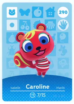 Caroline #290 - Amiibo Card - Animal Crossing Series 1 - Authentic Nintendo - Image 1