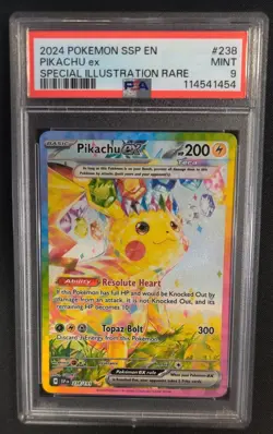 PSA 9 MINT Pikachu ex 238/191 Surging Sparks Pokemon Graded Card - Image 1