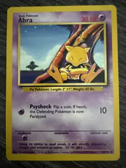 Abra 43/102 Base Set WOTC Pokemon Card LP - Image 1