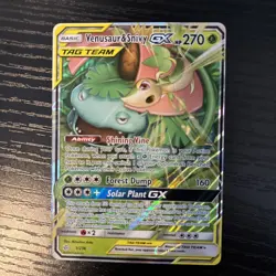 Venusaur & Snivy GX 1/236 Cosmic Eclipse NM Pokemon Card - Image 1